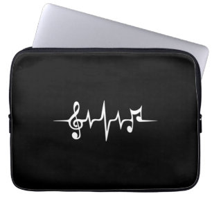Muziek pulse Notes Clef Frequency Wave Sound Laptop Sleeve