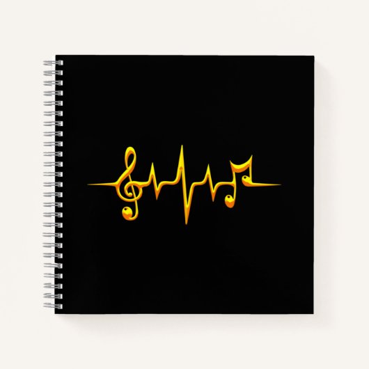Muziek pulse Notes Clef Frequency Wave Sound Notitieboek (Voorkant)