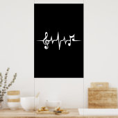 Muziek pulse Notes Clef Frequency Wave Sound Poster (Keuken)