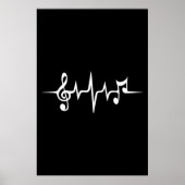 Muziek pulse Notes Clef Frequency Wave Sound Poster (Voorkant)
