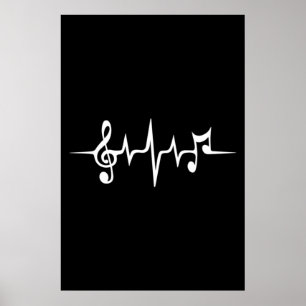 Muziek pulse Notes Clef Frequency Wave Sound Poster