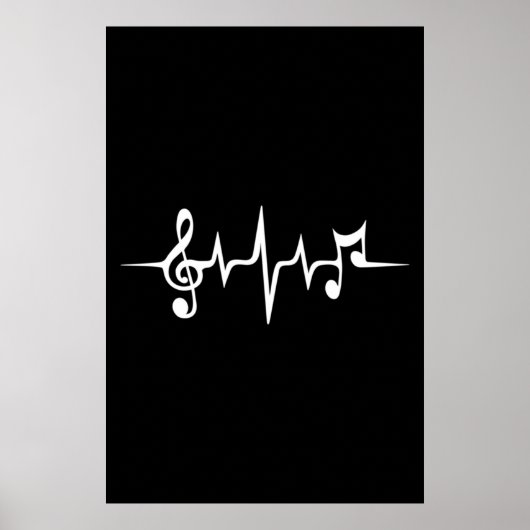 Muziek pulse Notes Clef Frequency Wave Sound Poster (Voorkant)