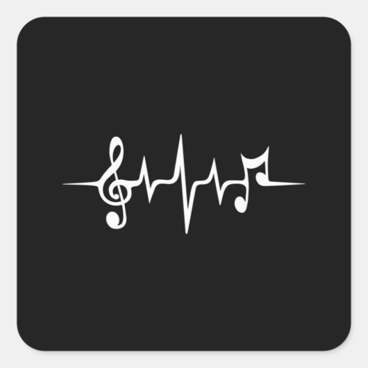 Muziek pulse Notes Clef Frequency Wave Sound Vierkante Sticker (Voorkant)