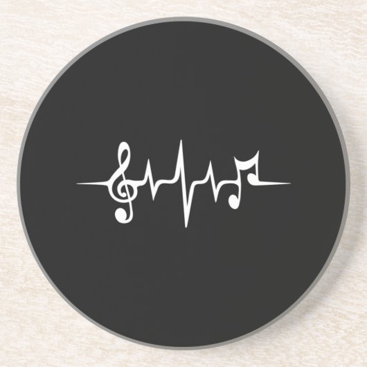 Muziek pulse Notes Clef Frequency Wave Sound Zandsteen Onderzetter (Voorkant)
