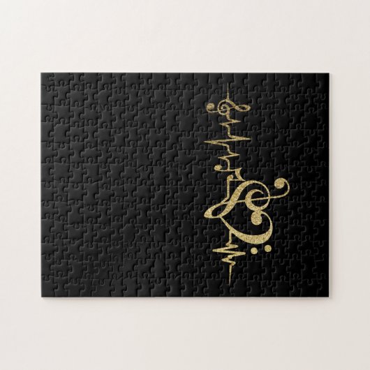 Muziek pulse Notes Clef Heartbeat Legpuzzel (Horizontaal)