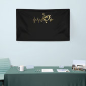 Muziek pulse Notes Clef Heartbeat Spandoek (Beurs)