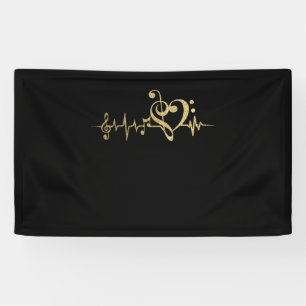 Muziek pulse Notes Clef Heartbeat Spandoek