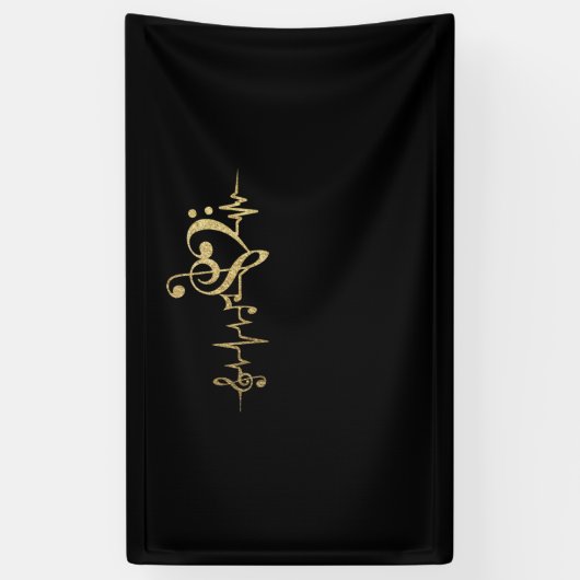 Muziek pulse Notes Clef Heartbeat Spandoek (Verticaal)