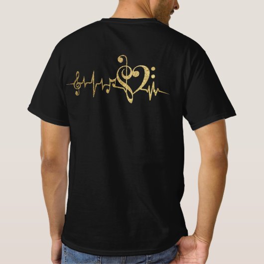 Muziek pulse Notes Clef Heartbeat T-shirt (Achterkant)