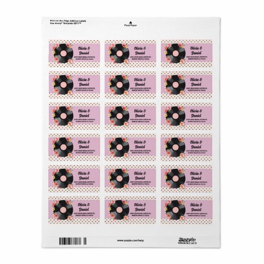 Muziek Record Bruiloft Bloemen 1950s Adresetikette Etiket (Full Sheet)