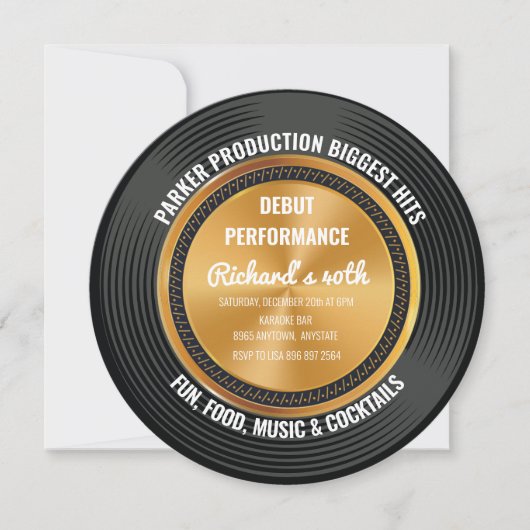 Muziek Record | Leuke Muziek Feest Kaart (Voorkant)