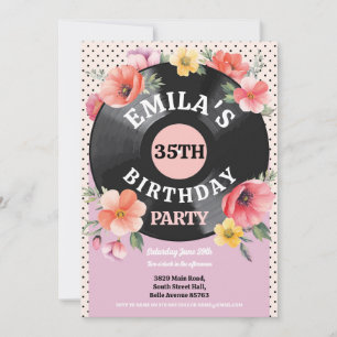 Muziek Record Verjaardag Floral jaren 1950 Vrouwen Kaart