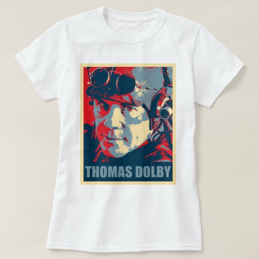 Muziek  retro Thomas Dolby schrijft voor muziek F T-shirt (Design voorkant)