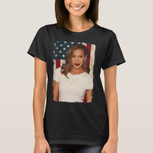 Muziek Retro Vintage Amerikaanse Vlag Diva Jenifer T-shirt