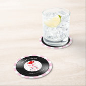 Muziek Retro Vinyl Record bruiloft opslaan Datum Ronde Kartonnen Onderzetter (Insitu)