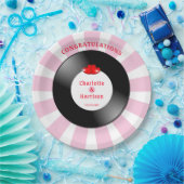 Muziek Retro Vinyl Record Wedding Papieren Bordje (Feest)