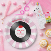 Muziek Retro Vinyl Record Wedding Papieren Bordje (Feest)