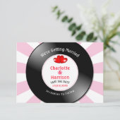 Muziek Retro Vinyl Record Weduwfoto Save The Date (Staand voorkant)