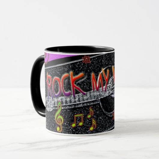 Muziek "Rock my world" mok (Voorkant links)
