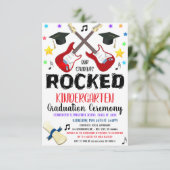 Muziek Rockstar Theme Afstuderen Invitation Kaart (Staand voorkant)