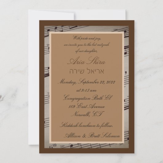 Muziek Romance uitnodiging (Voorkant)