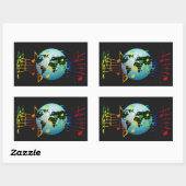 Muziek Rond de Wereld Rechthoekige Sticker (Vel)