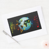 Muziek Rond de Wereld Rechthoekige Sticker (Envelop)
