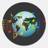 Muziek Rond de Wereld Ronde Sticker (Voorkant)