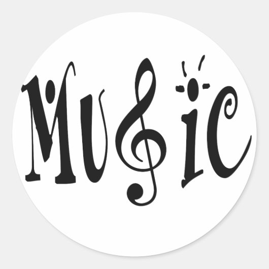 MUZIEK RONDE STICKER (Voorkant)