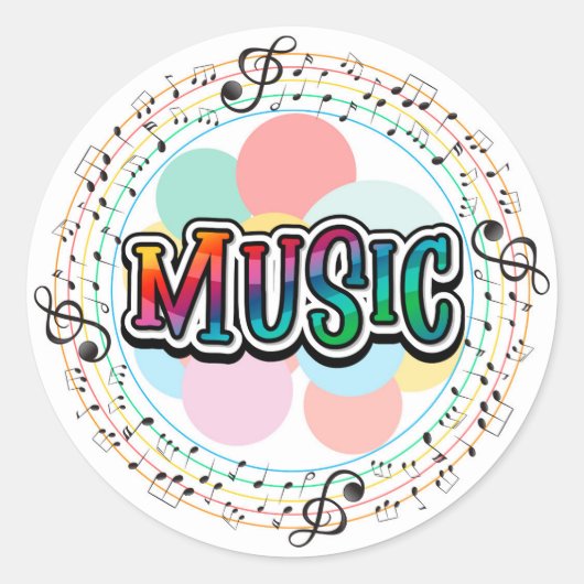 Muziek Ronde Sticker (Voorkant)