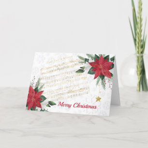 Muziek Rood Wit Poinsettia Ster Kerstmis Feestdagen Kaart