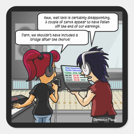 Muziek Royalty's Grappige Vierkante Stickers (Voorkant)