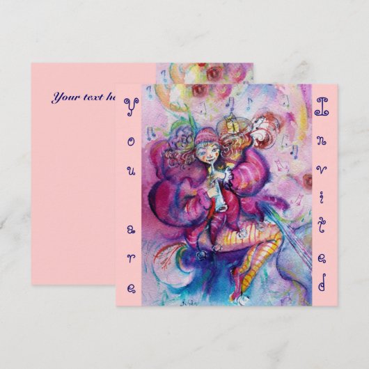 MUZIEK, roze blauw Kaart (Voorkant / Achterkant)