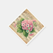  Muziek Roze & Groene Hydrangea Decoupage Servet (Hoek)
