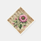  Muziek Roze & Groene Zonnebloemen Decoupage Servet (Hoek)