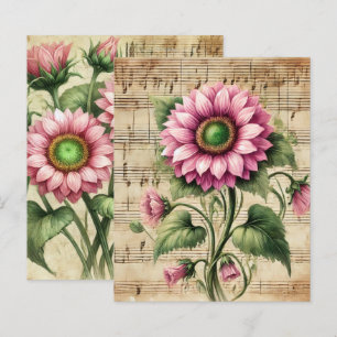 Muziek Roze & Groene Zonnebloemen Scrapbook
