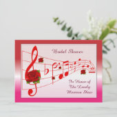 Muziek Rozen Bridal Shower Uitnodiging (Staand voorkant)