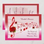 Muziek Rozen Bridal Shower Uitnodiging (Voorkant / Achterkant)