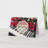 Muziek & Rozen Verjaardag Feestdagen Kaart (Voorkant)