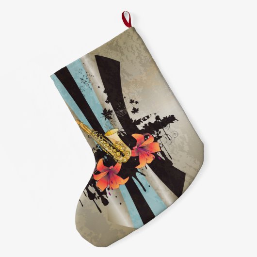 Muziek, saxofone grote kerstsok (Achterkant (Hangend))