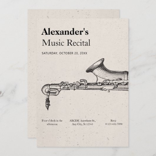  muziek saxofoon kaart (Voorkant / Achterkant)