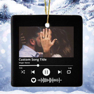 Muziek Scanbare Code Gepersonaliseerd Lied Kerstmi Keramisch Ornament