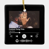 Muziek Scanbare Code Gepersonaliseerd Lied Kerstmi Keramisch Ornament (Voorkant)