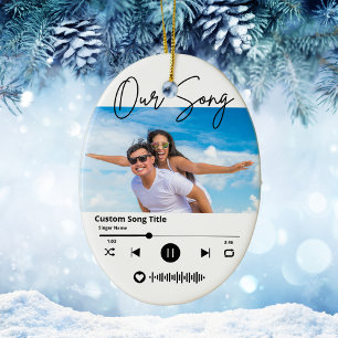 Muziek Scanbare Code Onze Lied Koppel Kerstmis Keramisch Ornament