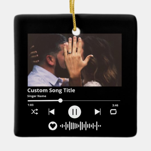 Muziek Scannable Code Gepersonaliseerde Song Kerst Keramisch Ornament (Voorkant)