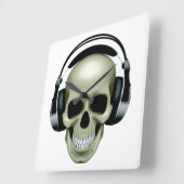Muziek (schedel/hoofdtelefoon) vierkante klok (Hoek)