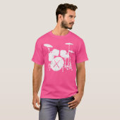 Muziek Shirt drumstel met drumsticks silhouet (Voorkant volledig)