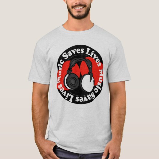 Muziek slaat levens op t-shirt (Voorkant)
