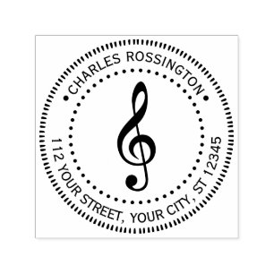 Muziek Sleutel G Sleutel Ronde Naam Retouradres Zelfinktende Stempel
