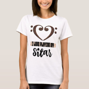 Muziek Sleutel Hart Ik Hou Van Mijn Sitar Spelen T-shirt